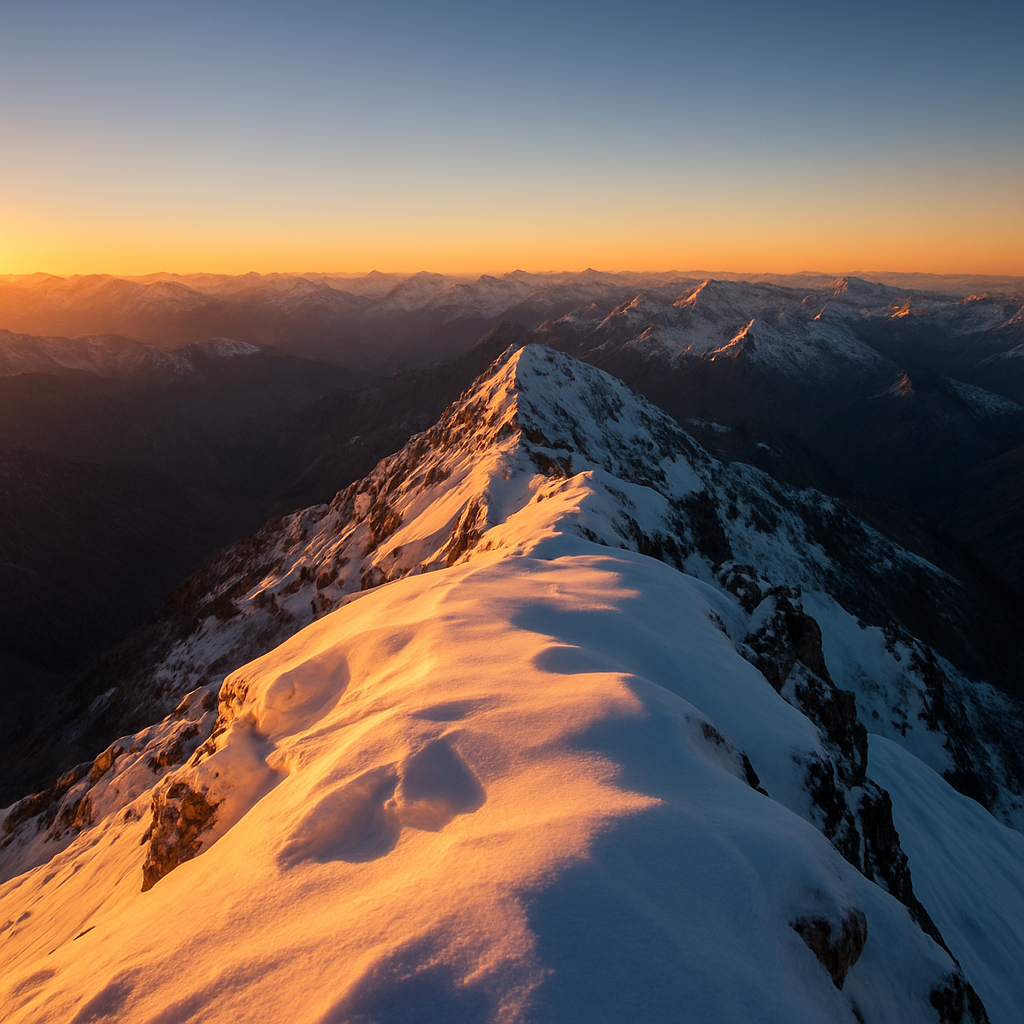 Silueta de pico montañoso al amanecer en la Patagonia