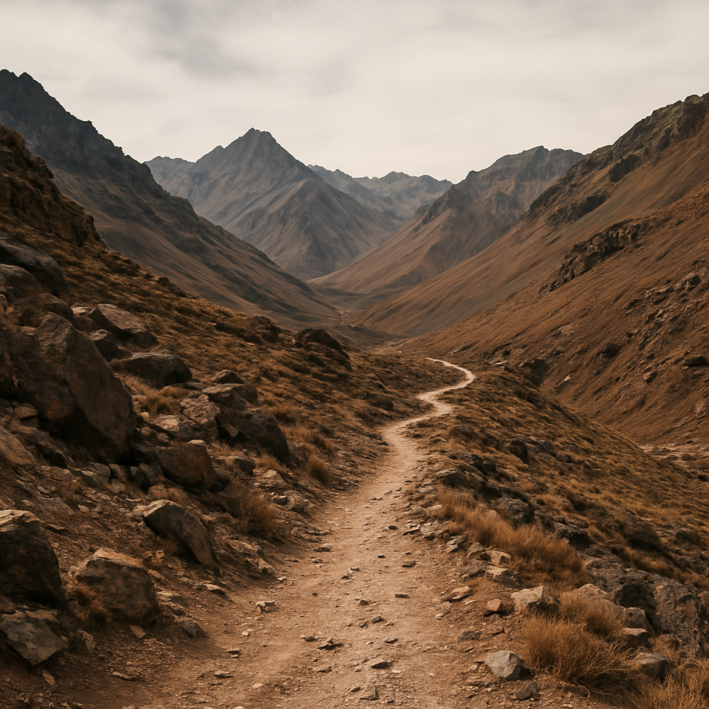 Sendero de montaña en los Andes a gran altitud