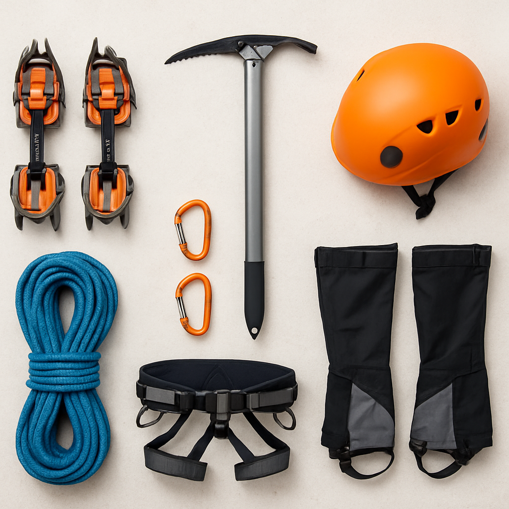 Material de alpinismo dispuesto sobre roca